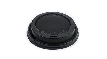 Disposable White Paper Coffee Cups with Black Dome Lids & Corrugated Cup Sleeves - 10 oz