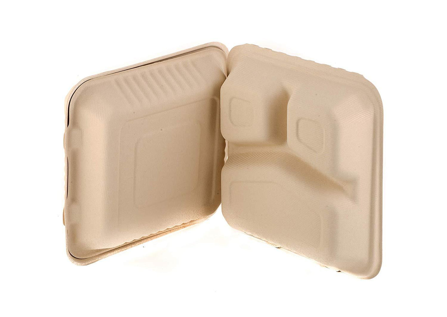 3-Compartment Hinged Clamshell Heavy-Duty Disposable Containers (8x8, 9x9)