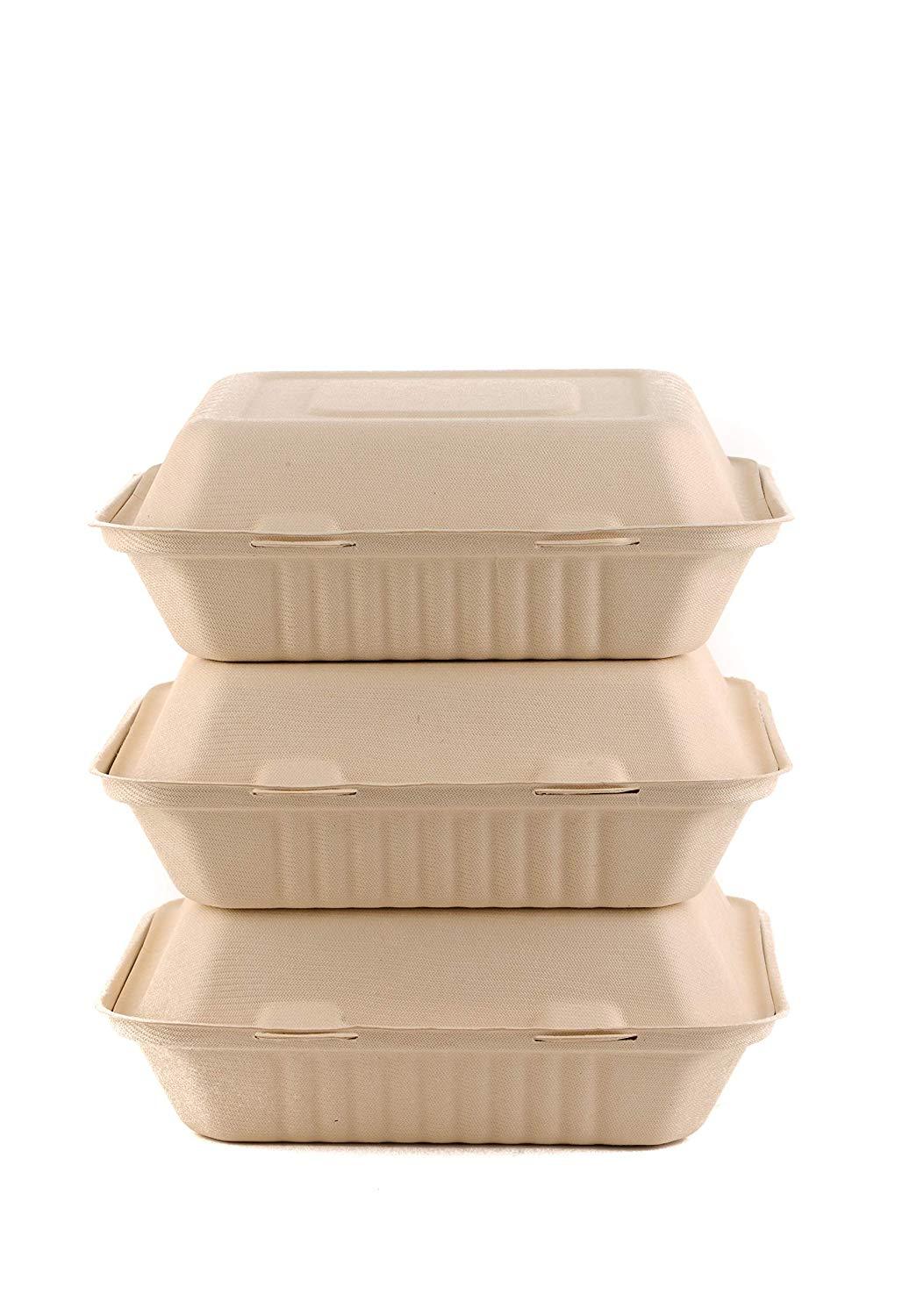 3-Compartment Hinged Clamshell Heavy-Duty Disposable Containers (8x8, 9x9)