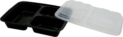 3-Compartment Rectangular Meal Prep Containers with Lids - 33oz