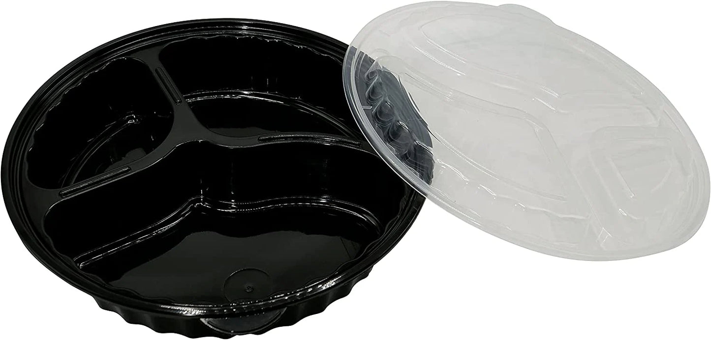 3-Compartment Round Meal Prep Containers with Lids - 33oz