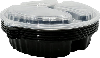 3-Compartment Round Meal Prep Containers with Lids - 33oz