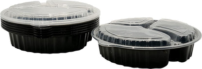 3-Compartment Round Meal Prep Containers with Lids - 33oz