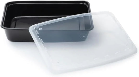 Black Microwavable Rectangular Food Storage Container with Lid - 84 Oz