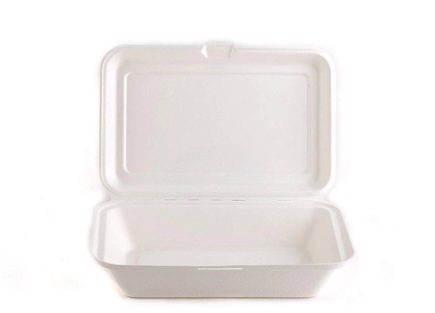 Compostable Biodegradable Takeout Food Containers with Clamshell Hinged Lid - Microwaveable and Disposable Togo Boxes [6x6, 9x9, 9x6]