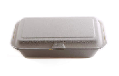 Compostable Biodegradable Takeout Food Containers with Clamshell Hinged Lid - Microwaveable and Disposable Togo Boxes [6x6, 9x9, 9x6]