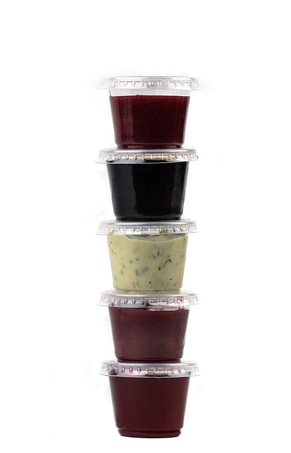 Clear Leak-Proof Plastic Condiment Soufflé Containers with Lids – Disposable for Sauces, Samples, Jello Shots, and Food Storage