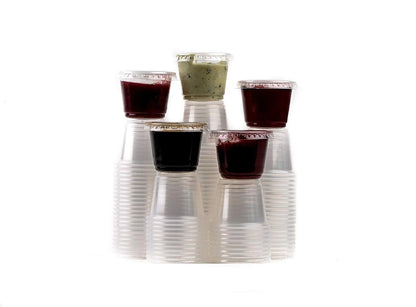 Clear Leak-Proof Plastic Condiment Soufflé Containers with Lids – Disposable for Sauces, Samples, Jello Shots, and Food Storage