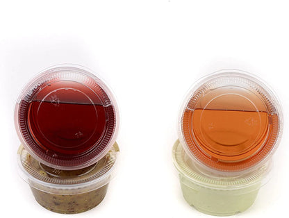 Clear Leak-Proof Plastic Condiment Soufflé Containers with Lids – Disposable for Sauces, Samples, Jello Shots, and Food Storage