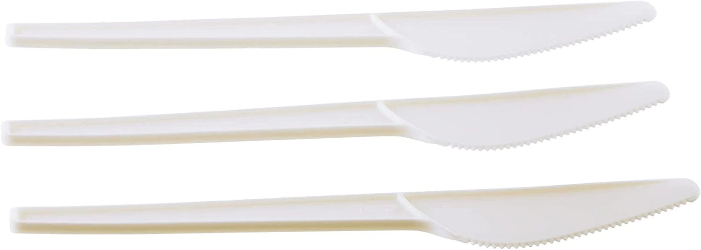 Compostable Cutlery Kit – 6.5" CPLA Fork, Spoon, Knife & Napkin | Durable, Heat-Resistant, Biodegradable Utensils