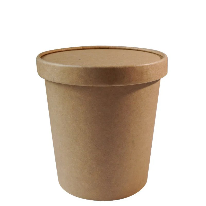 Disposable Design Paper Soup Containers with Lids Combo