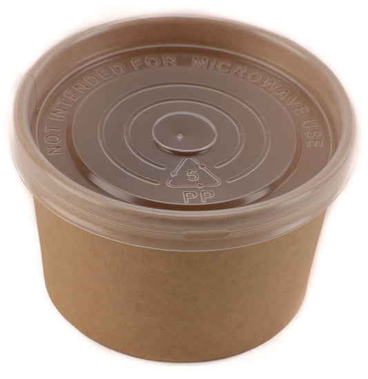 Disposable Kraft Paper Soup Containers with Plastic Lids - Multi Size