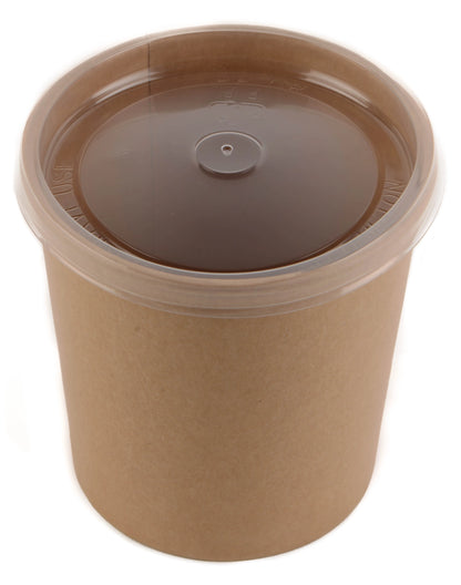 Disposable Kraft Paper Soup Containers with Plastic Lids - Multi Size