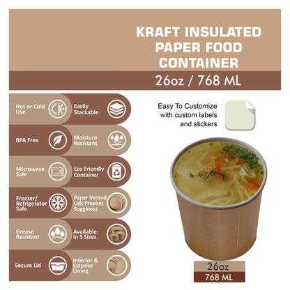 Disposable Paper Soup Containers - No Lids