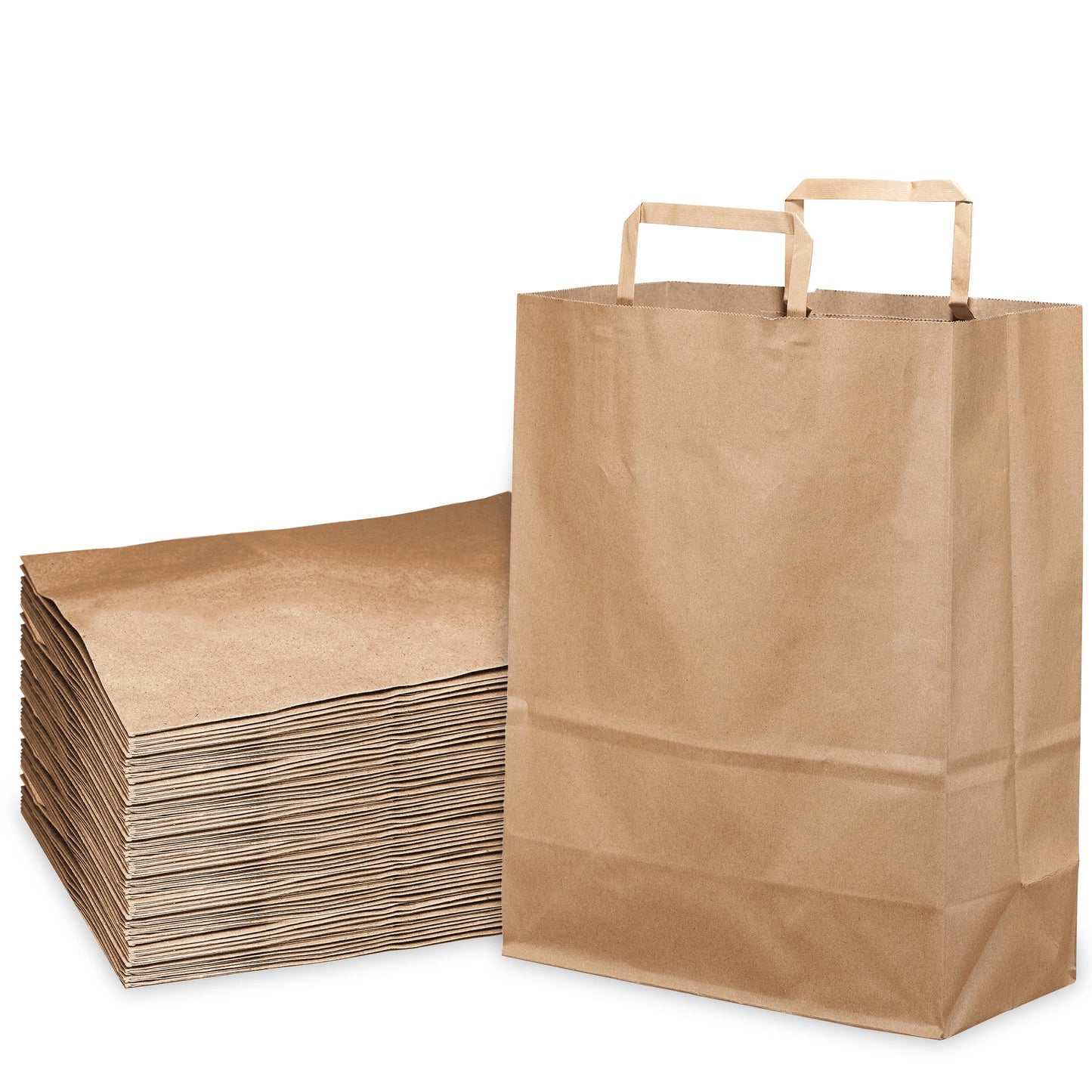 Kraft Paper Gift Bags with Handles - Brown Shopping Bags, Reusable, Eco-Friendly, Recyclable (Small, Medium, Large)