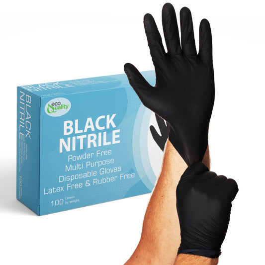 Large Black Nitrile Exam Gloves – Disposable, Latex-Free, Powder-Free, Non-Sterile, Food Safe, 4 Mil Thickness