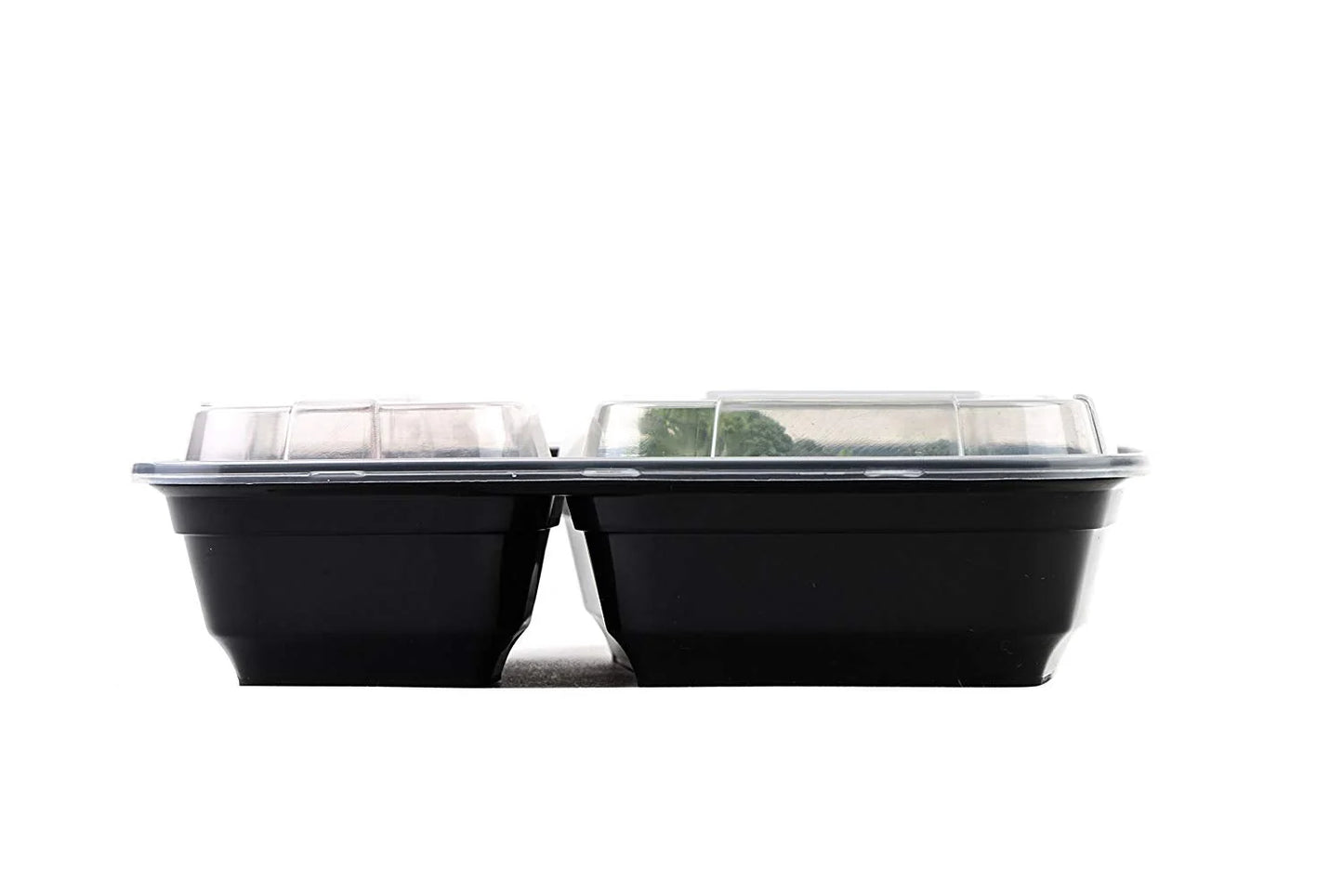 2-Compartment Microwavable Meal Prep Containers with Lids - Black & White (28oz, 32oz, 38oz)