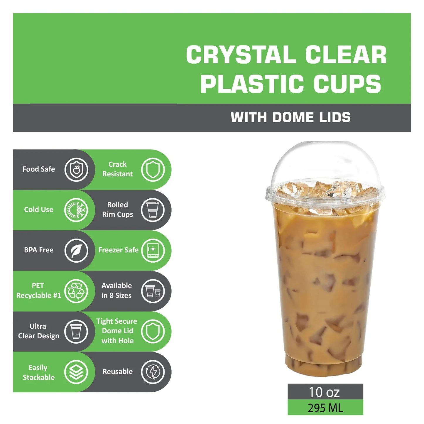 Disposable Pet Clear Plastic Smoothie Cups with Clear Dome Lids