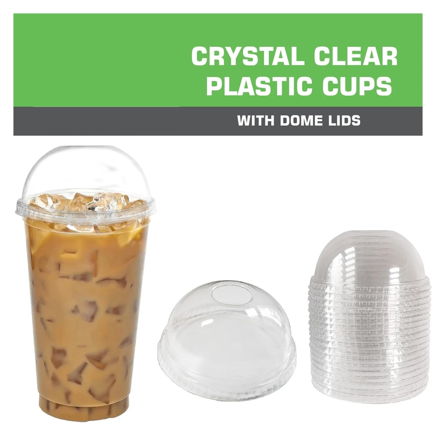 Disposable Pet Clear Plastic Smoothie Cups with Clear Dome Lids