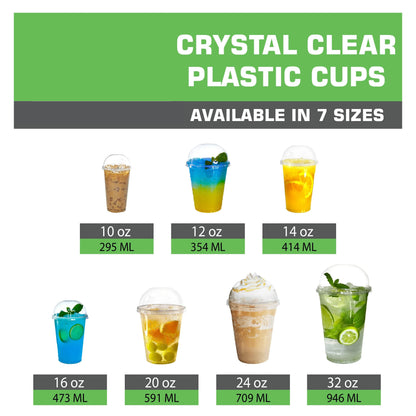 Disposable Pet Clear Plastic Smoothie Cups with Clear Dome Lids