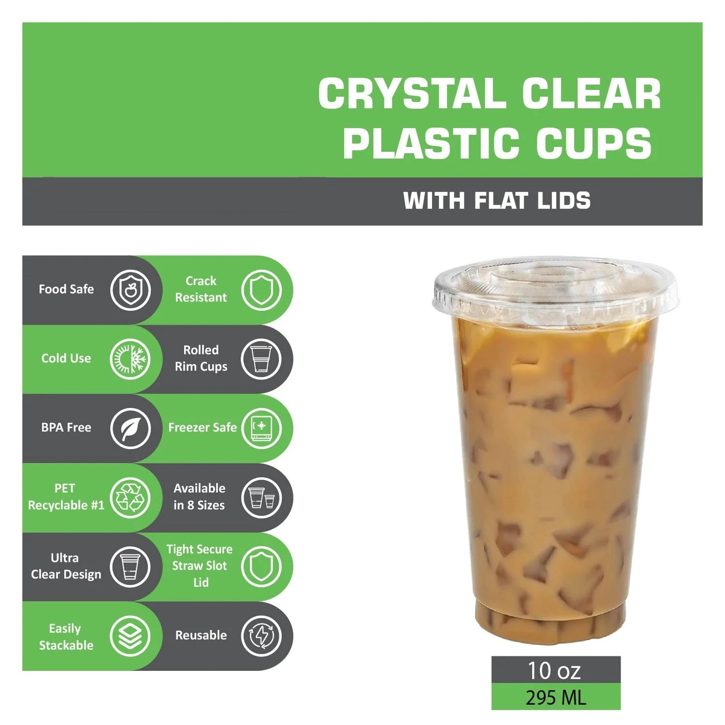 Disposable Pet Clear Plastic Smoothie Cups With Clear Flat Lids