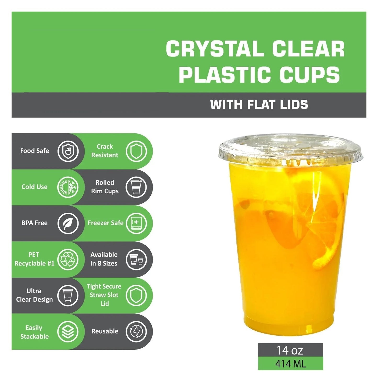 Disposable Pet Clear Plastic Smoothie Cups With Clear Flat Lids