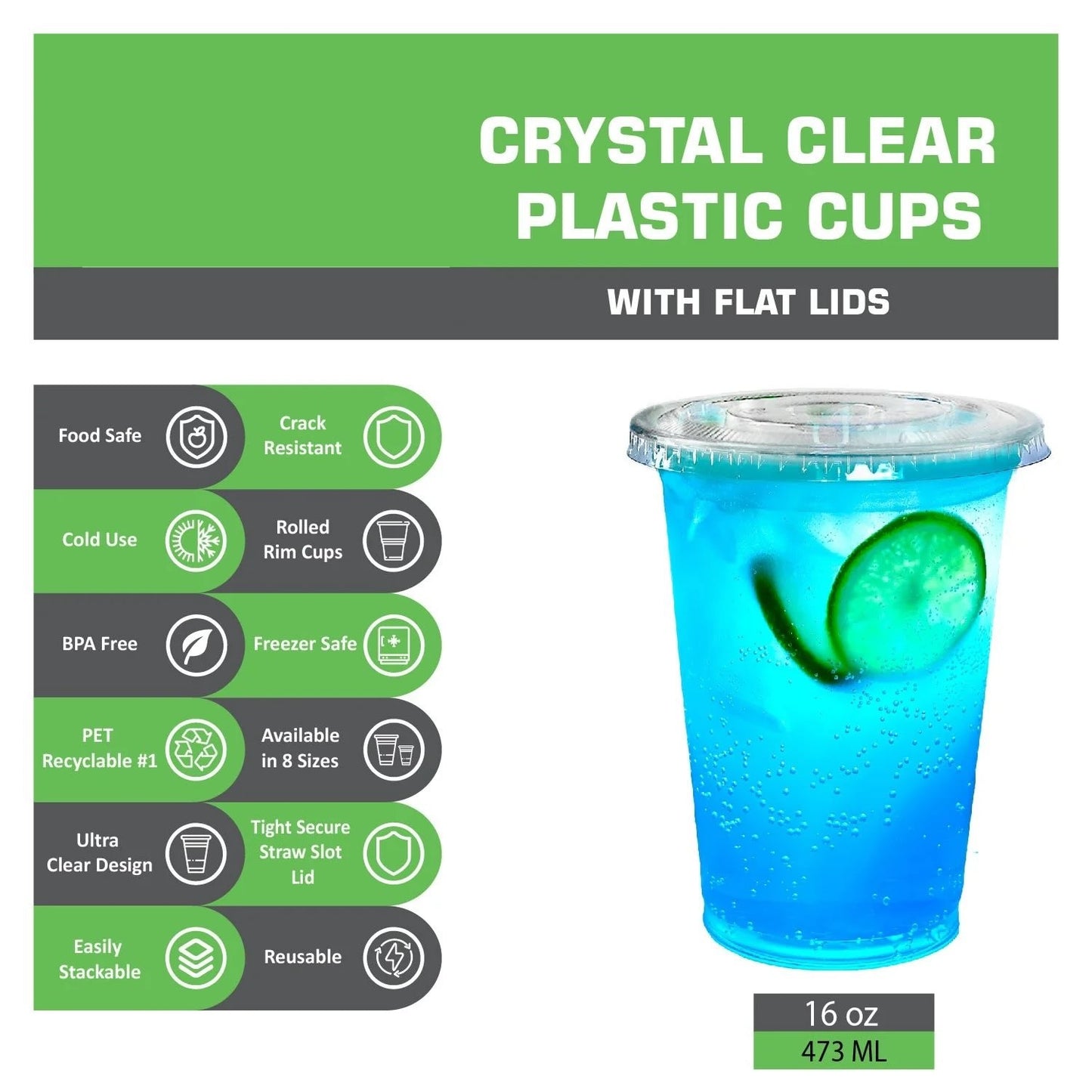 Disposable Pet Clear Plastic Smoothie Cups With Clear Flat Lids