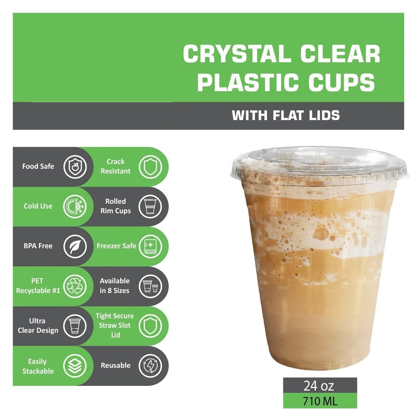 Disposable Pet Clear Plastic Smoothie Cups With Clear Flat Lids