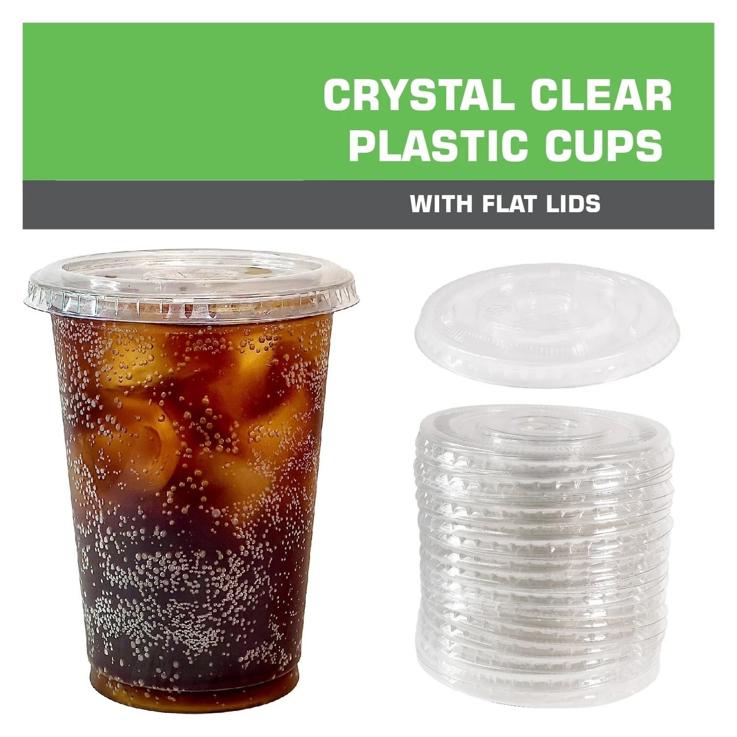 Disposable Pet Clear Plastic Smoothie Cups With Clear Flat Lids