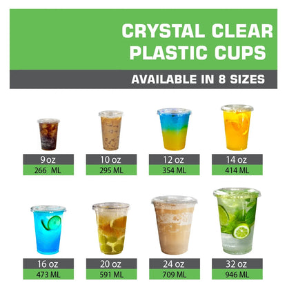 Disposable Pet Clear Plastic Smoothie Cups With Clear Flat Lids