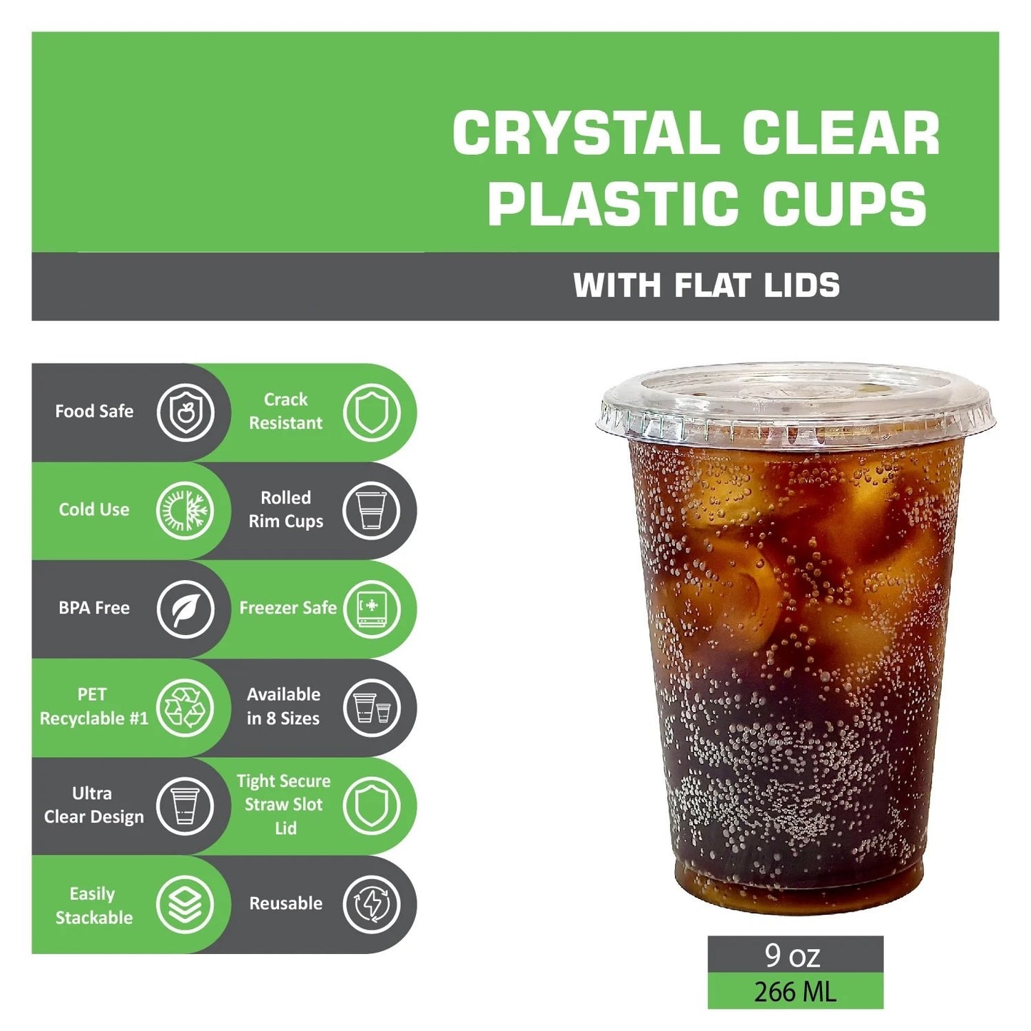 Disposable Pet Clear Plastic Smoothie Cups With Clear Flat Lids