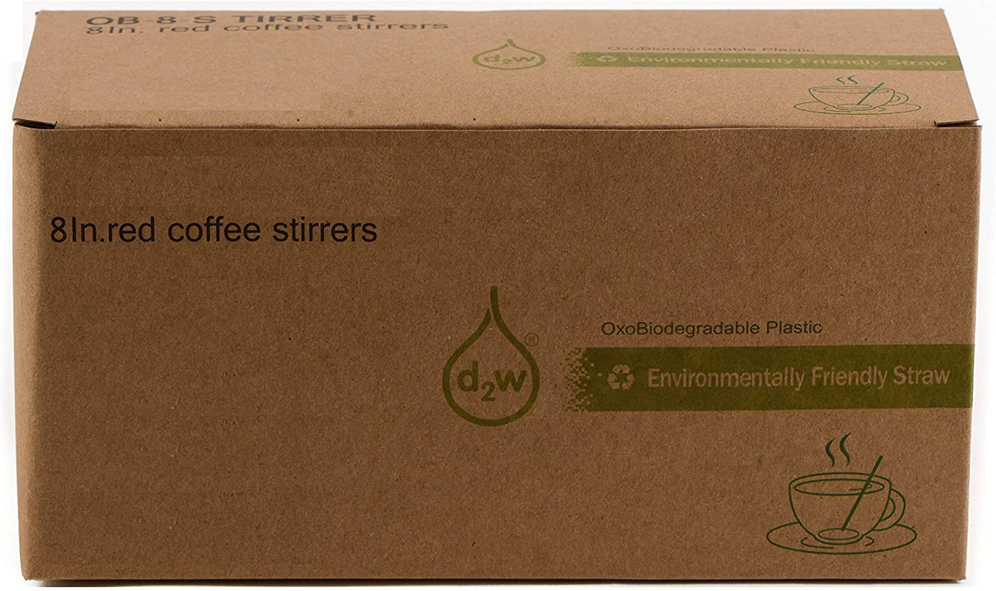 Compostable Eco-Friendly Plastic Stirrer – Biodegradable Sip Stirrer for Coffee, Cocktails, Lattes, and Tea – Red (5 inch, 8 inch)