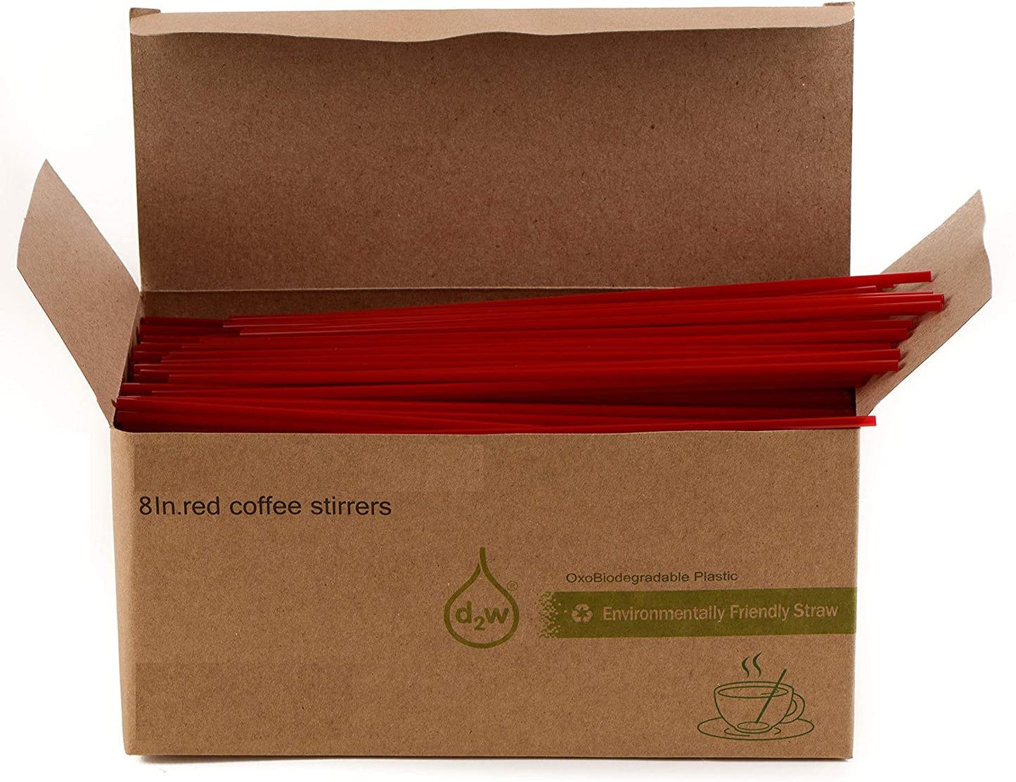 Compostable Eco-Friendly Plastic Stirrer – Biodegradable Sip Stirrer for Coffee, Cocktails, Lattes, and Tea – Red (5 inch, 8 inch)