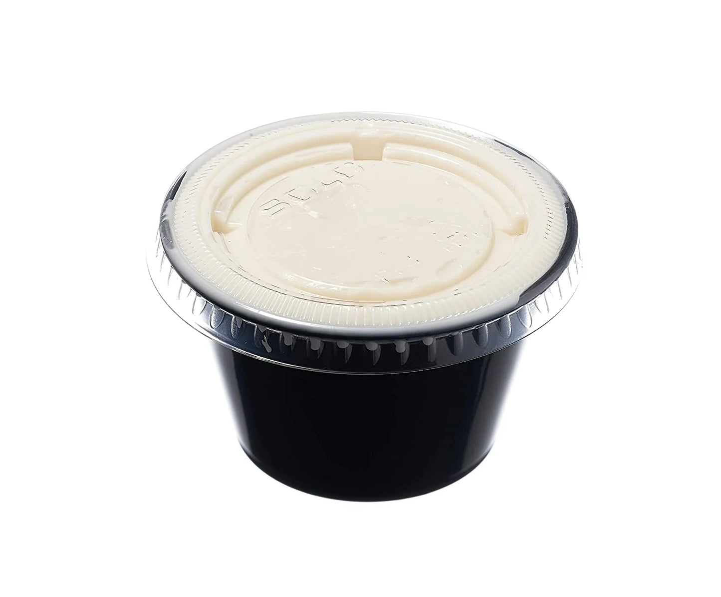 Leak-Resistant Black Plastic Condiment Cups with Lids - 1oz, 2oz, 4oz