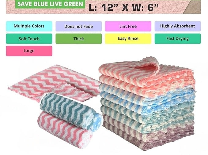 Ultra Absorbent Microfiber Towels - Premium Streak-Free, Lint-Free Cleaning Cloths (Multi-Color)