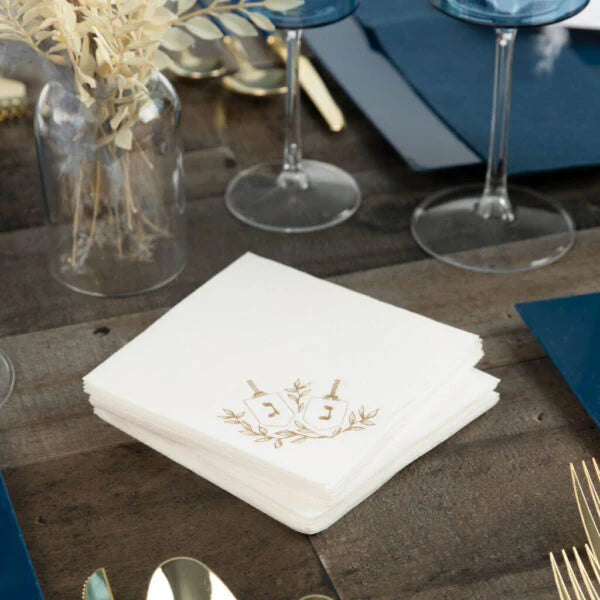 White Linen-Like Chanukah Cocktail Napkins