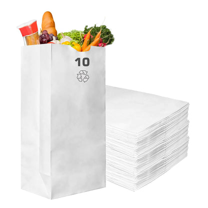 White Kraft Paper Bags - Bakery, Candy, Party Favor, Grocery, Craft, and Lunch Paper Bags (1LB - 25LB)