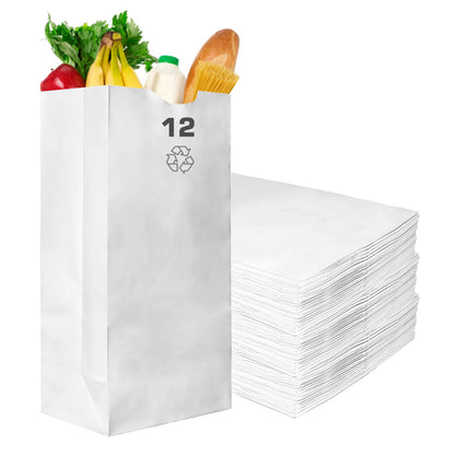 White Kraft Paper Bags - Bakery, Candy, Party Favor, Grocery, Craft, and Lunch Paper Bags (1LB - 25LB)