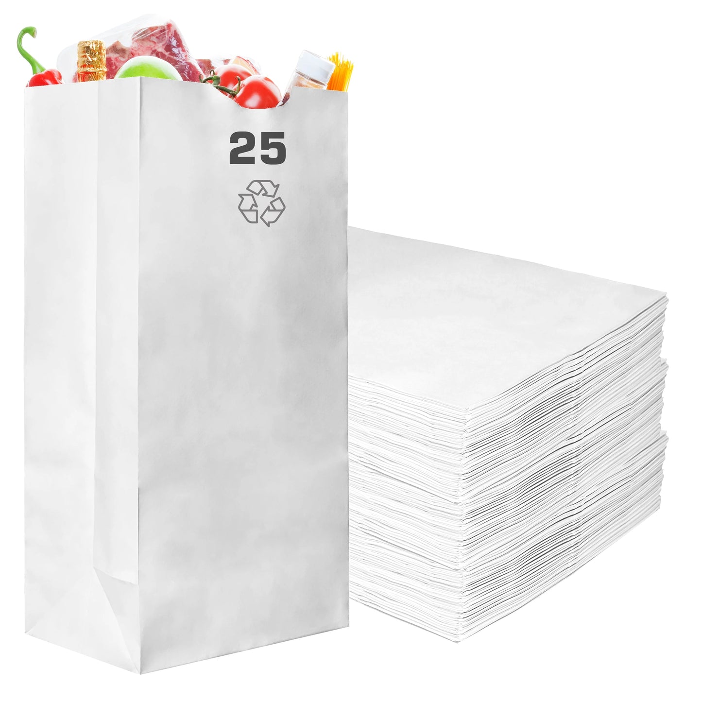 White Kraft Paper Bags - Bakery, Candy, Party Favor, Grocery, Craft, and Lunch Paper Bags (1LB - 25LB)