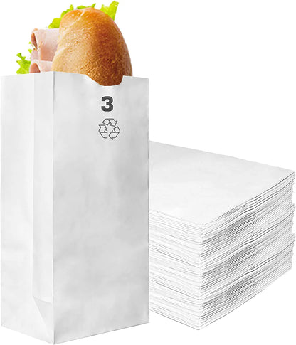 White Kraft Paper Bags - Bakery, Candy, Party Favor, Grocery, Craft, and Lunch Paper Bags (1LB - 25LB)