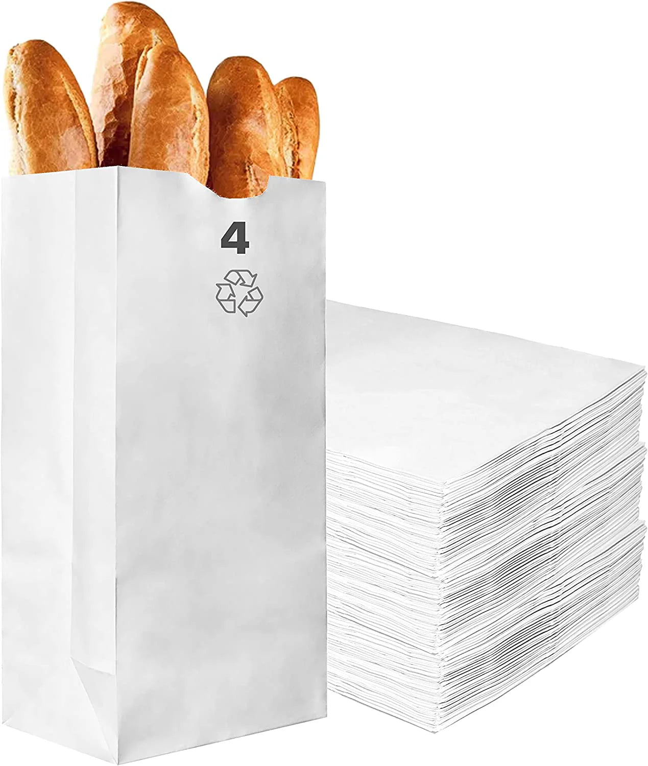 White Kraft Paper Bags - Bakery, Candy, Party Favor, Grocery, Craft, and Lunch Paper Bags (1LB - 25LB)