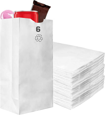 White Kraft Paper Bags - Bakery, Candy, Party Favor, Grocery, Craft, and Lunch Paper Bags (1LB - 25LB)