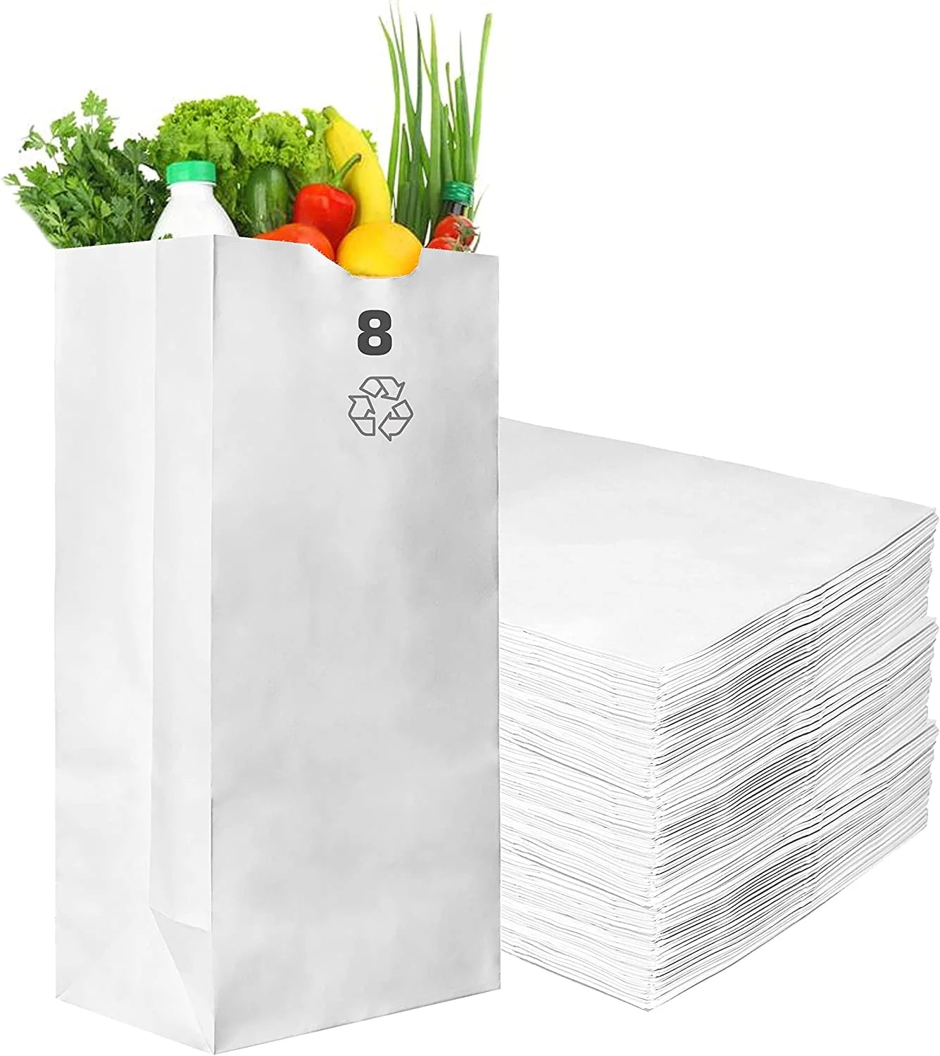 White Kraft Paper Bags - Bakery, Candy, Party Favor, Grocery, Craft, and Lunch Paper Bags (1LB - 25LB)