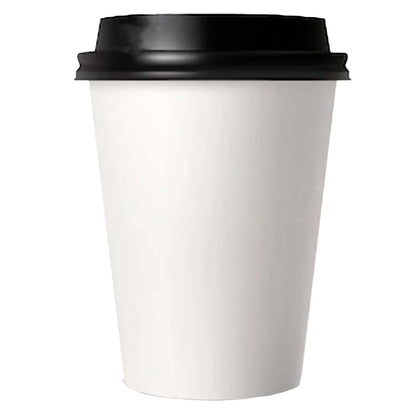 Disposable White Paper Hot Cold Cups with Black Dome Lids (Copy)