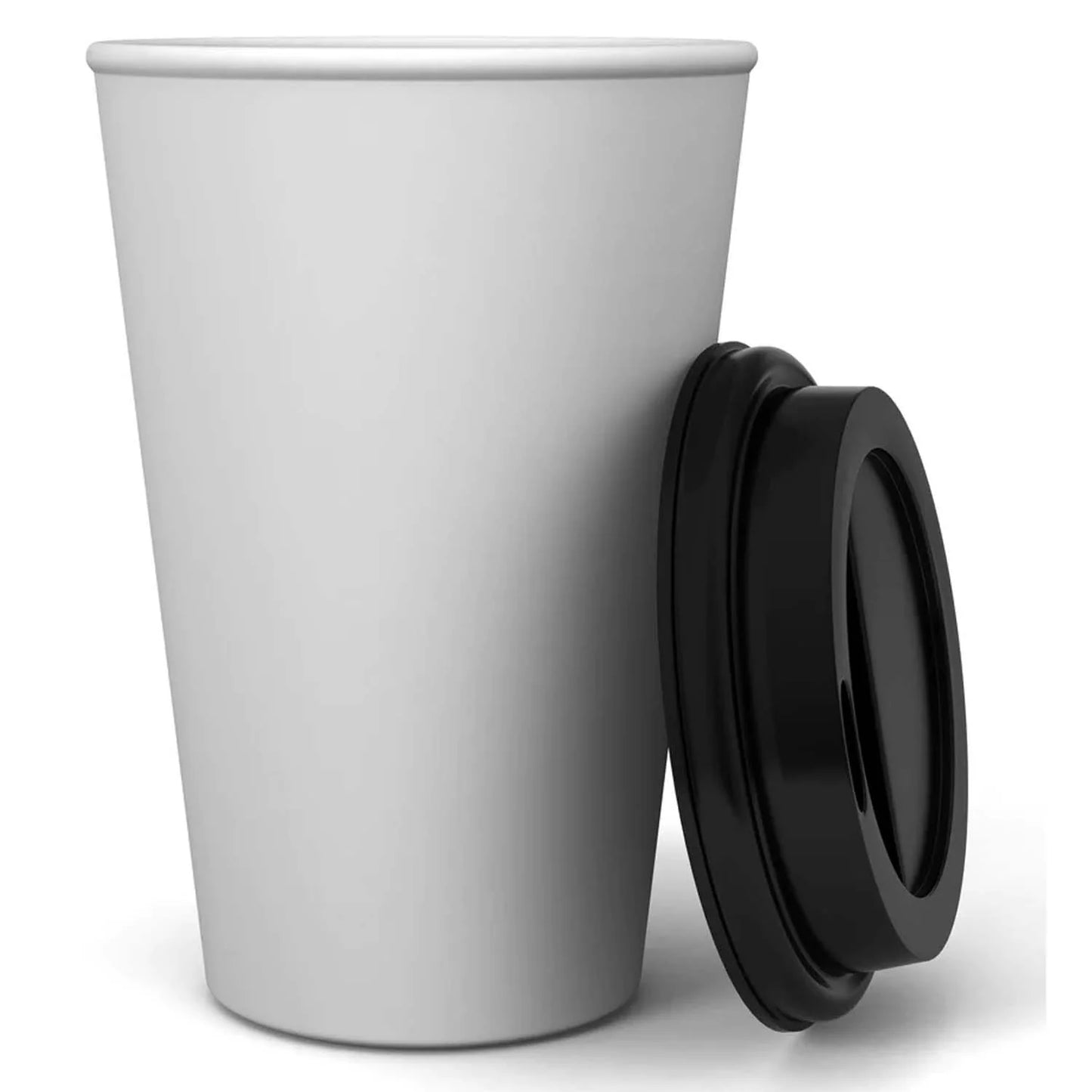 Disposable White Paper Hot Cold Cups with Black Dome Lids (Copy)