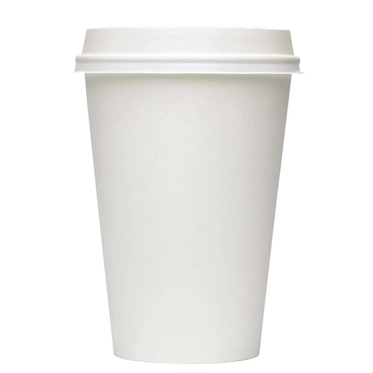 Disposable White Paper Hot/Cold Cups with White Dome Lids